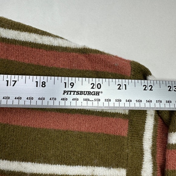 MADEWELL Small Striped Mock Neck Wool Sweater Brown Green Casual Pullover Top - Picture 9 of 16